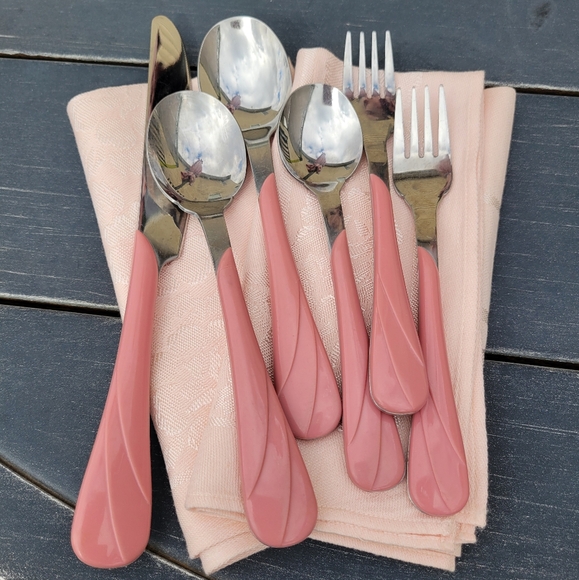 Fiesta Rose Swirl Flatware ~ Post-86 Retired Item ~  Fiestaware ~ 6 Pcs - Picture 2 of 14